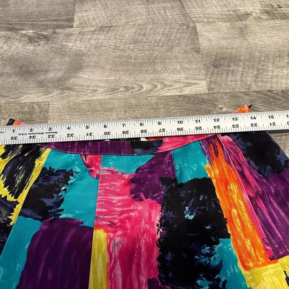 Trina Turk Skirt Silk Blend Colorful Paint Print Pleated Size 2 - Picture 4 of 6